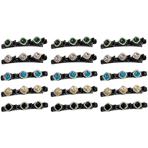 Haarspangen mit funkelnden Kristallsteinen, geflochtene Strass-Haarspangen für Damen und Mädchen, elegante Haarstyling-Clips, glänzende Strass-Haarspange, leicht geflochtene Haarspangen, 15 Stück, F von AidSci