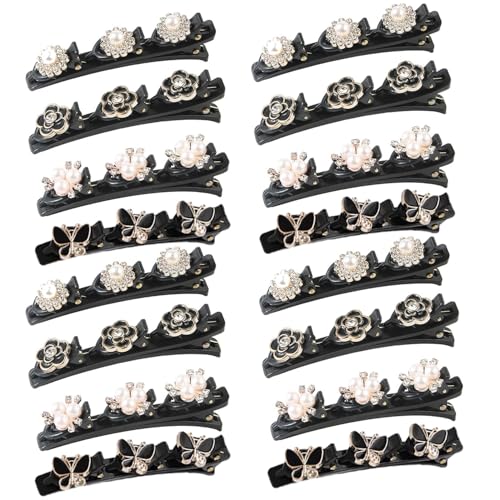 Haarspangen mit funkelnden Kristallsteinen, geflochtene Strass-Haarspangen für Damen und Mädchen, elegante Haarstyling-Clips, glänzende Strass-Haarspange, leicht geflochtene Haarspangen (C) von AidSci