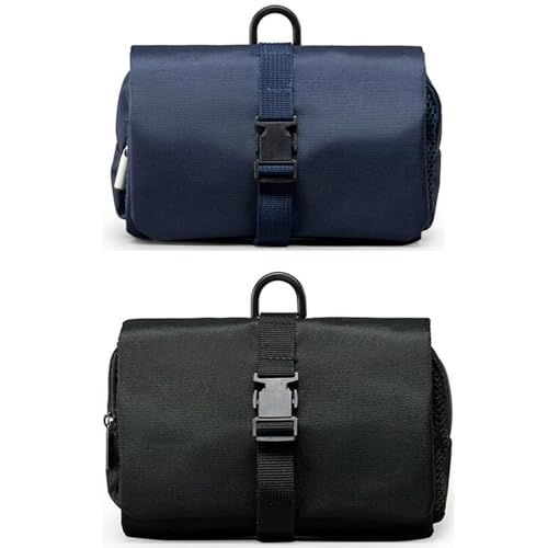 Kulturtasche zum Aufhängen Faltbarer Reise Kulturbeutel mit Tragegriff Multifunktionale Toilettentasche, platzsparende Kosmetiktasche Waschtasche Waschbeutel für Männer -2er (Marineblau,Schwarz) von AidSci