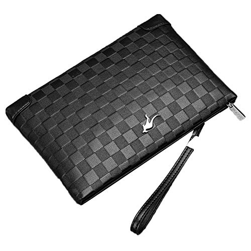 Aideal Pochette Elegante Herren Handtasche schwarz mit Reißverschluss für Arbeit/Reise/Freizeit, 265 x 17,5 cm von Aideal