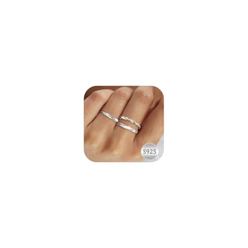 Aidenn 3 Stück Ring Silber 925 Damen Ringe Frauen Cubic Zirkonia Verlobungsring Damen Verstellbare Statement Ring Damen Stapelbare Daumenring Fingerring Set Schmuck von Aidenn