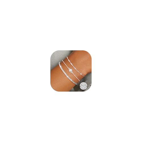 Aidenn 3Pcs 925 Sterling Silber Armband Damen Silver Zirkonia Akzente Armbänder Set Verstellbare Stapelbare Kettenarmband Schmuck für Damen Mädchen als Geschenk Aidenn 3Pcs 925 Sterling Silber Armband Damen Silver Zirkonia Akzente Armbänder Set Verstellbare Stapelbare Kettenarmband Schmuck für Damen Mädchen als Geschenk von Aidenn