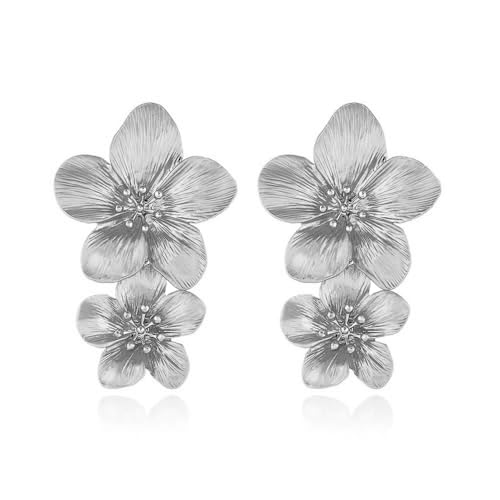 Aidenn Blumen Ohrringe Silber, Blume Tropfen Ohrringe Boho Statement Silver Flower Earrings Hypoallergene Modeschmuck für Damen Aidenn Blumen Ohrringe Silber, Blume Tropfen Ohrringe Boho Statement Silver Flower Earrings Hypoallergene Modeschmuck für Damen von Aidenn