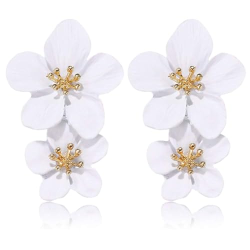 Aidenn Blumen Ohrringe Weiße,Blume Tropfen Ohrringe Boho Statement Flower Earrings Hypoallergene Modeschmuck für Damen Aidenn Blumen Ohrringe Weiße,Blume Tropfen Ohrringe Boho Statement Flower Earrings Hypoallergene Modeschmuck für Damen von Aidenn