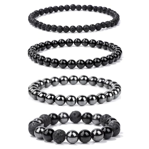 Aidenn Lavastein Armband Damen Naturstein Edelstein Perlenarmband Damen Obsidian Armband Heilsteine Armband Anti Stress Perlen armbander set,Handmade Schmuck Geschenk von Aidenn