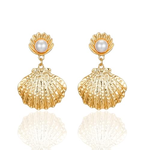 Aidenn Muschel Ohrringe Gold Damen Boho Statement Ohrringe Strand Ozean Meer Sommer Schmuck von Aidenn