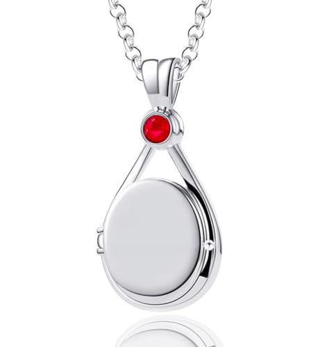Aidenn h2o plötzlich meerjungfrau kette Halskette mit Mermaid Melody Rote Zirkon Medaillon Anhänger, Personalisierte Amulett für Bilder Geschenk für Frauen Teenager Mädchen von Aidenn