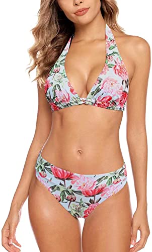 Aidotop Damen Bikini Set Triangel Badeanzug Strand Ties Zweiteiliger Bademode Bikinihose（17Pink,M） von Aidotop