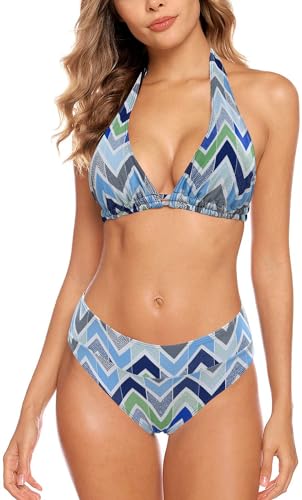 Aidotop Damen Bikini Set Triangel Badeanzug Strand Ties Zweiteiliger Bademode Bikinihose（36Geometry,M von Aidotop