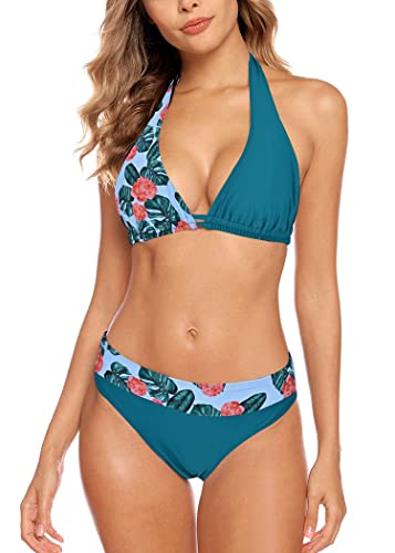 Aidotop Damen Bikini Set Triangel Badeanzug Strand Ties Zweiteiliger Bademode Bikinihose（Green,M） von Aidotop