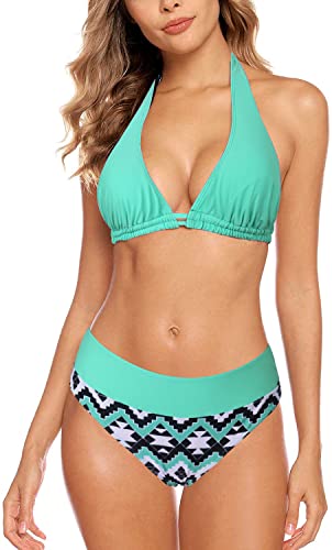 Aidotop Damen Bikini Set Triangel Badeanzug Strand Ties Zweiteiliger Bademode Bikinihose（Mint Green,L von Aidotop