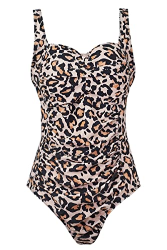 Aidotop Damen Einteilige Badeanzug Monokini Verstellbarer Schultergurt Badeanzüge Falten Bademode Schwimmanzug (11NLeopard, L) von Aidotop