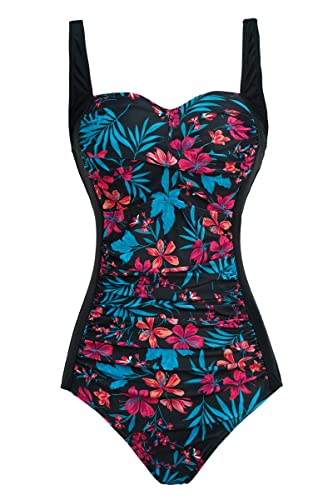 Aidotop Damen Einteilige Badeanzug Monokini Verstellbarer Schultergurt Badeanzüge Falten Bademode Schwimmanzug (12Blue Ruby, L) von Aidotop