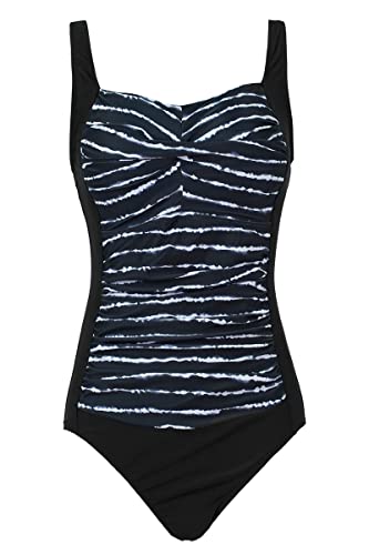 Aidotop Damen Einteilige Badeanzug Monokini Verstellbarer Schultergurt Badeanzüge Falten Bademode Schwimmanzug(XXL, Stripe) von Aidotop