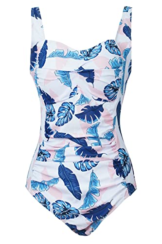 Aidotop Damen Einteilige Badeanzug Monokini Verstellbarer Schultergurt Badeanzüge Falten Bademode Schwimmanzug (8Leaf, L) von Aidotop