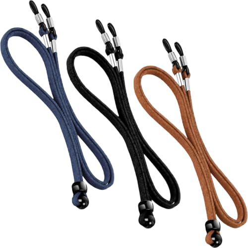 Aidqxbaoer Brillenband aus Leder, Universal Brillenbänder Brillenkette, Unisex Verstellbar Brillenschnur, Geeignet für Brillen, 3 pcs von Aidqxbaoer