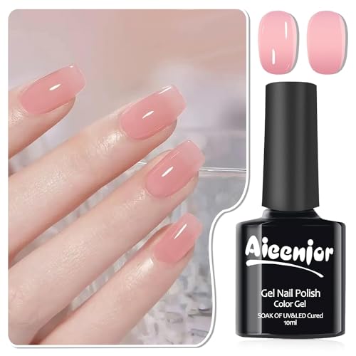 Aieenjor UV Nagellack Rosa Nude, Schellack Nagellack Rosa Nude, Manicure Gellack, DIY Gel Maniküre Design, Pink Nude Gel Nail Polish 10ML von Aieenjor