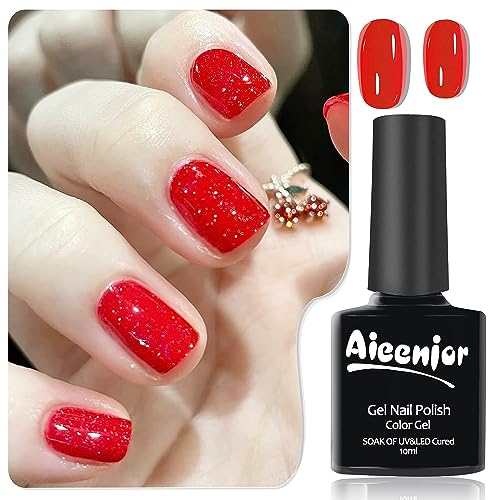 Aieenjor UV Nagellack Rot, Schellack Nagellack Rot Glitzer, Manicure Gellack, DIY Gel Maniküre Design, Red Gel Nail Polish 10ML Aieenjor UV Nagellack Rot, Schellack Nagellack Rot Glitzer, Manicure Gellack, DIY Gel Maniküre Design, Red Gel Nail Polish 10ML von Aieenjor