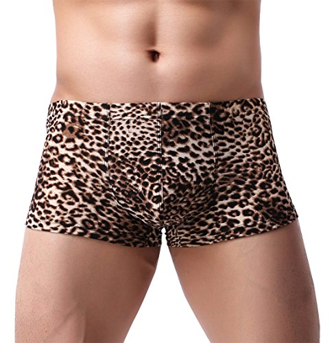 AIEOE Herren Boxershorts Unterhose Unterwäsche Retroshorts Leopard Muster Brief Braun XL=EU M-L von AIEOE