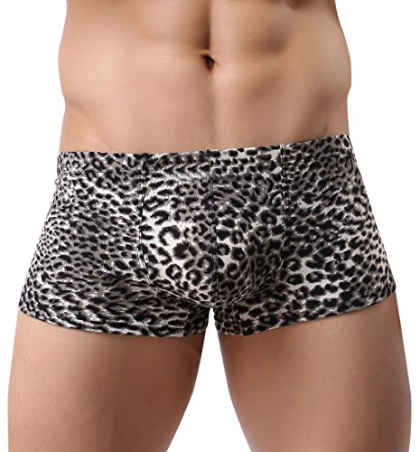 AIEOE Herren Boxershorts Unterhose Unterwäsche Retroshorts Leopard Muster Brief Schwarz 2XL=EU XL-2XL von AIEOE
