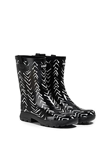 Aigle Damen Alya-Aufdruck Gummistiefel, Chevron, 36 EU Weit von Aigle