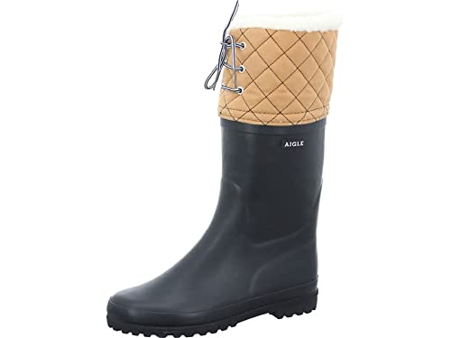 Aigle Damen Polka Giboulée Gummistiefel Blau (Marine / Beige 4) 35 EU von Aigle