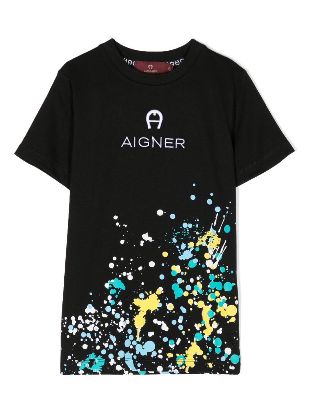 Aigner Kids Besticktes T-Shirt mit Farbklecks-Print - Schwarz von Aigner Kids