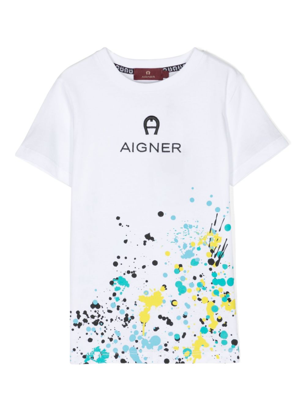 Aigner Kids Besticktes T-Shirt mit Farbklecks-Print - Weiß von Aigner Kids