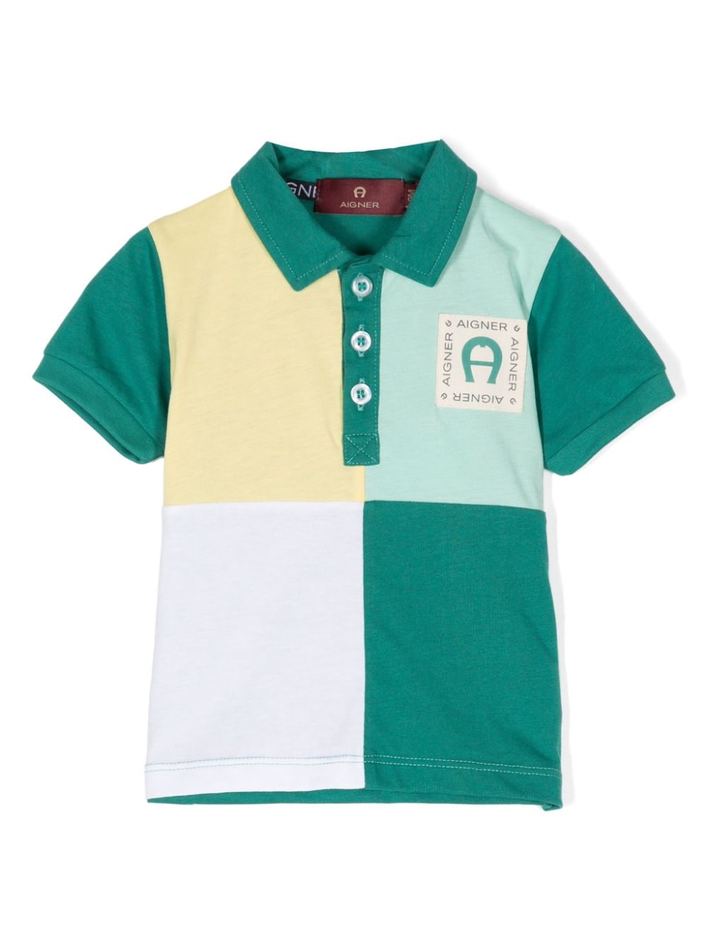 Aigner Kids Colour-Block-Poloshirt mit Logo-Patch - Grün von Aigner Kids