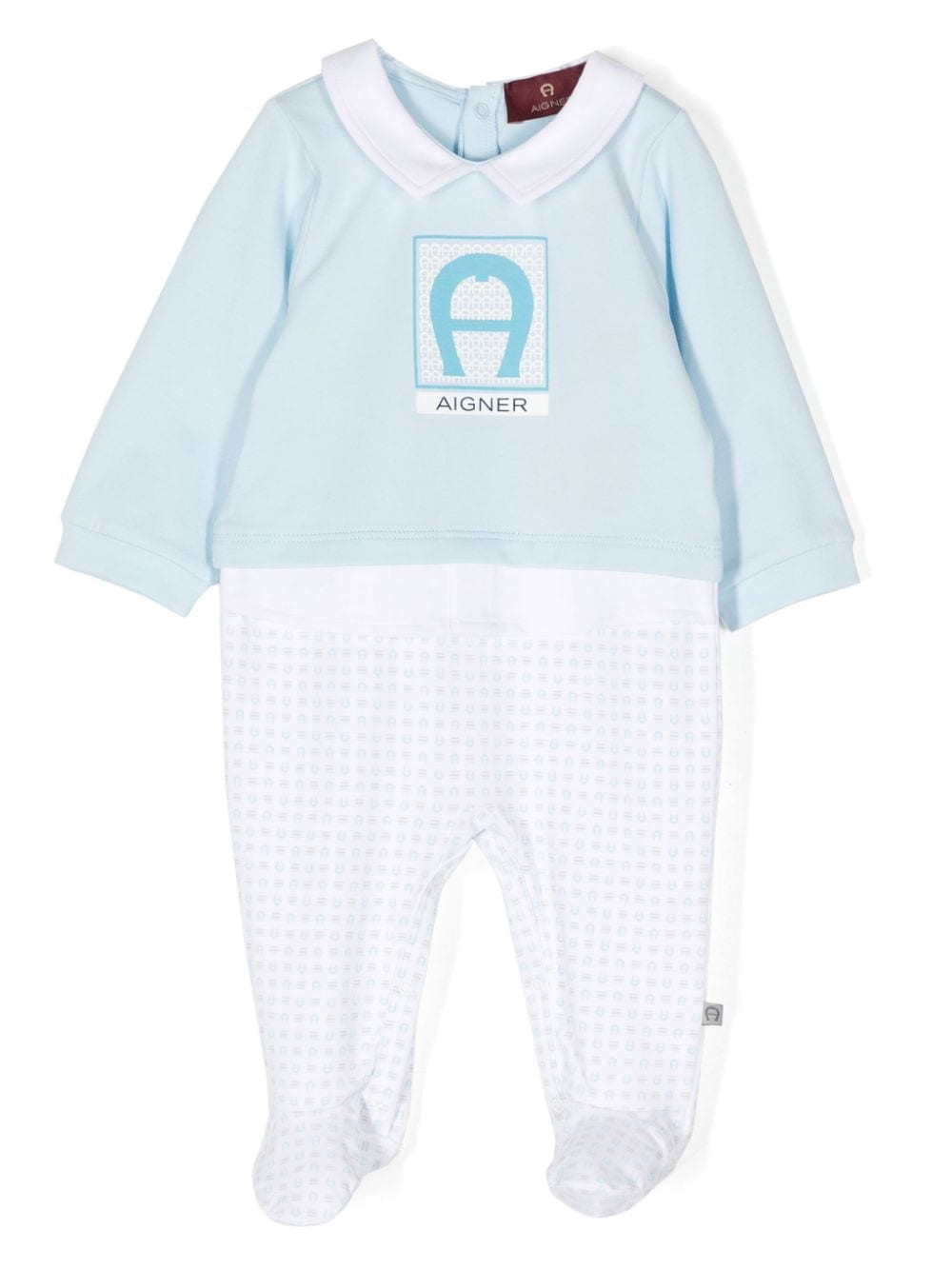 Aigner Kids Pima-Baumwoll-Pyjama mit Logo-Print - Blau von Aigner Kids