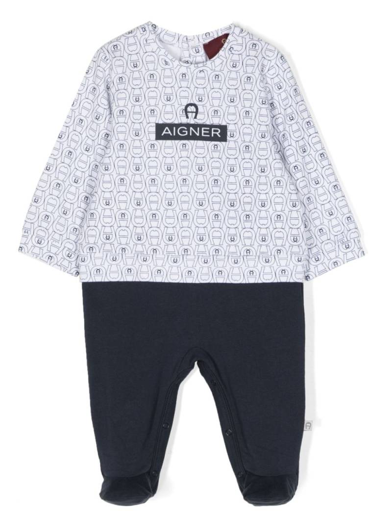 Aigner Kids Pima-Baumwoll-Pyjama mit Logo-Print - Blau von Aigner Kids