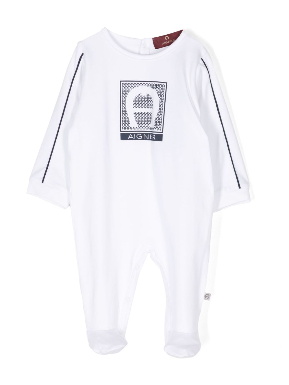 Aigner Kids Pima-Baumwoll-Pyjama mit Logo-Print - Weiß von Aigner Kids