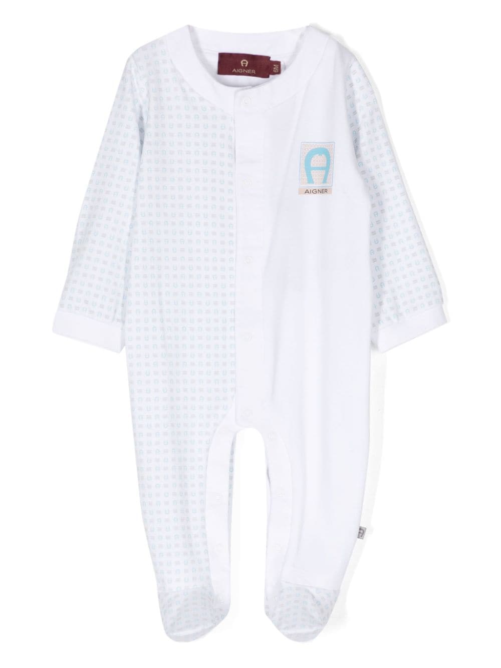 Aigner Kids Pima-Baumwoll-Pyjama mit Logo-Print - Weiß von Aigner Kids