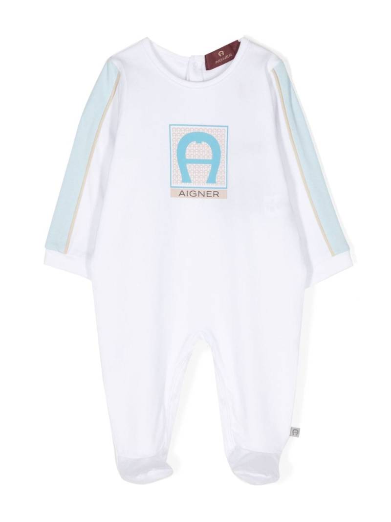 Aigner Kids Pima-Baumwoll-Pyjama mit Logo-Print - Weiß von Aigner Kids