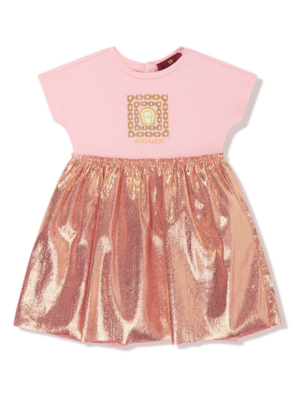 Aigner Kids Kleid im Metallic-Look mit Logo-Print - Rosa von Aigner Kids