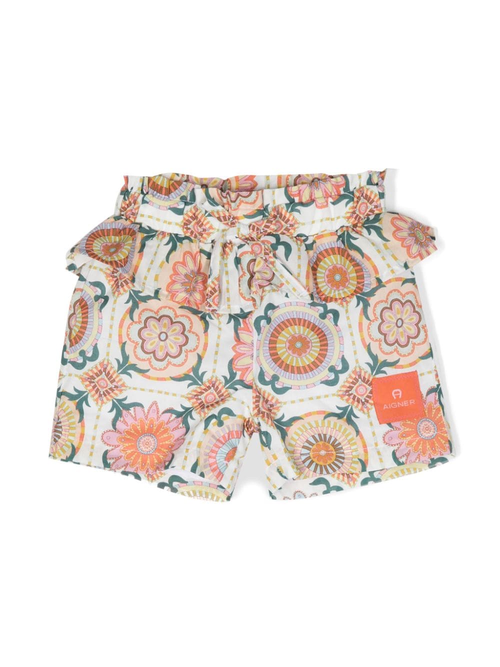 Aigner Kids Gerüschte Shorts mit Kachel-Print - Weiß von Aigner Kids