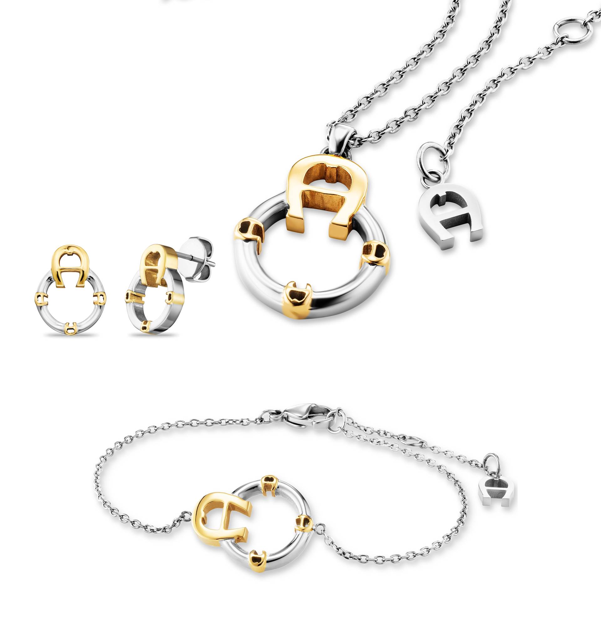 Aigner NICOLETTA Set aus Kette Armband und Ohrring Rhodium Gold Aigner NICOLETTA Set aus Kette Armband und Ohrring Rhodium Gold von Aigner