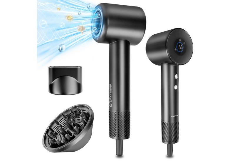 Aigostar Ionic-Haartrockner Haartrockner 400 Mio. Negative Ionen, LED-Display, 4 Temperaturstufen, 1600 W, 110.000 U/min, Magnetischer Diffusor & Düse, Schnelltrocknung von Aigostar