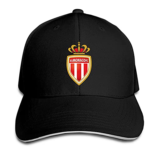 Aiier As Mon-Aco FC Baseballkappe mit gebogener Krempe, bedruckt, Sonnenblende, Reise-Kappe, Sandwich-Kappe, verstellbare Trucker-Mütze, Schwarz , One size von Aiier