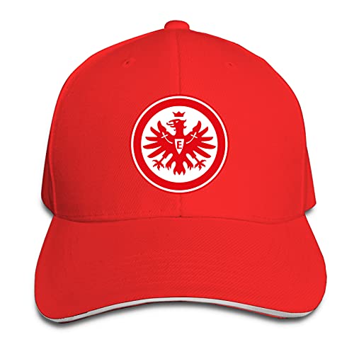 Aiier EIN-Tracht Fra-Nkfurt Logo Gebogene Krempe Cap Gedruckt Baseball Cap Sonnenblende Reisekappe Sandwich Cap Verstellbar Trucker Hut, rot, One size von Aiier