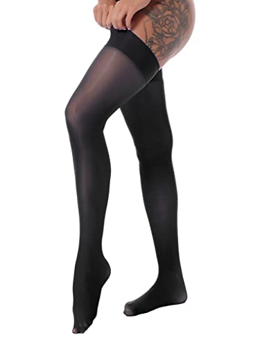 Aiihoo Damen Halterlose Strümpfe Nylon Kniestrümpfe Overknee Strumpfhosen Glänzend Feinstrümpfe Stockings Oberschenkel Strumpfhosen Schwarz Einheitsgröße von Aiihoo