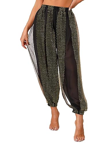 Aiihoo Damen Pailletten Pants Bauchtanz Hosen Pumphose Haremshose Tanzhose Party Leggings Tanzkleidung Loose Yoga Bloomers Schwarz Einheitsgröße von Aiihoo