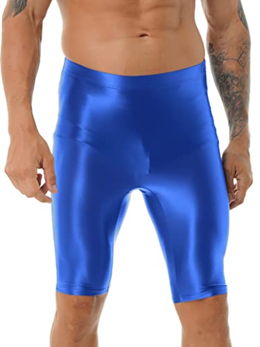 Aiihoo Herren Glänzende Leggings Strumpfhose Laufhosen Sportleggings Atmungsaktiv Funktionsunterhose Tights Shorts Kurz Hose Kompressionshose Badeshorts Blau A L von Aiihoo