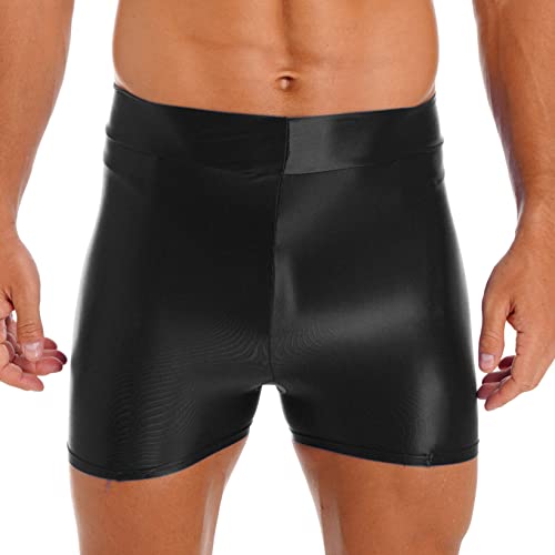 Aiihoo Herren Glänzende Leggings Strumpfhose Laufhosen Sportleggings Atmungsaktiv Funktionsunterhose Tights Shorts Kurz Hose Kompressionshose Badeshorts Schwarz D XL von Aiihoo