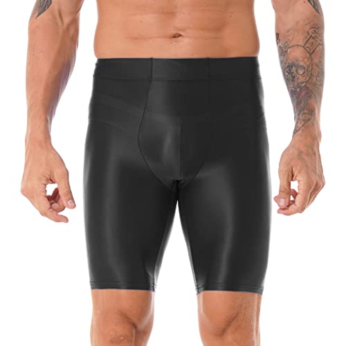 Aiihoo Herren Glänzende Leggings Strumpfhose Laufhosen Sportleggings Atmungsaktiv Funktionsunterhose Tights Shorts Kurz Hose Kompressionshose Badeshorts Schwarz L von Aiihoo