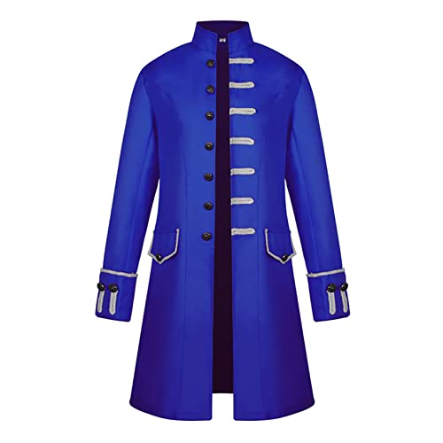 Aiihoo Herren Gothic Frack Steampunk Jacke Mittelalter Gehrock Mantel Viktorianischen Karneval Kostüm Cosplay Uniform Fashing Smoking Jacke Blau B M von Aiihoo