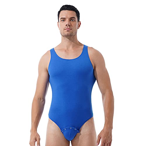 Aiihoo Herren Kurzarm/Ärmellose Bodysuit Einteilige Unterwäsche Männerbody Sportbody Fitness Overall Unterhemd Wrestling Singlet Body Sportwear Stringbody Navy Blau M von Aiihoo