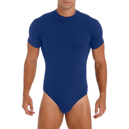 Aiihoo Herren Kurzarm/Ärmellose Bodysuit Einteilige Unterwäsche Männerbody Sportbody Fitness Overall Unterhemd Wrestling Singlet Body Sportwear Stringbody Z Blau M von Aiihoo