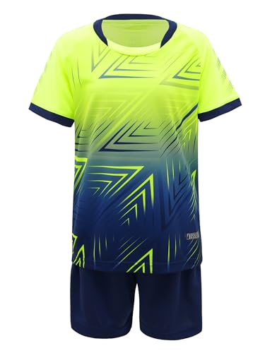 Aiihoo Kinder Jungen Trainingsanzug Sportanzug Set Kurzarm Sportshirt mit Sportshorts Mädchen Jogginganzug Sommer Sportkleidung B Leuchtendes Grün 134-140 von Aiihoo