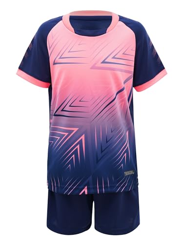 Aiihoo Kinder Jungen Trainingsanzug Sportanzug Set Kurzarm Sportshirt mit Sportshorts Mädchen Jogginganzug Sommer Sportkleidung B Navy blau 134-140 von Aiihoo